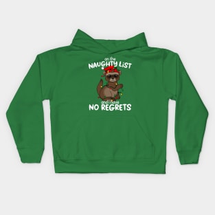 On The Naughty List And I Have No Regrets Christmas Ferret Kids Hoodie